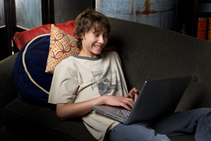 Teenager on a laptop
