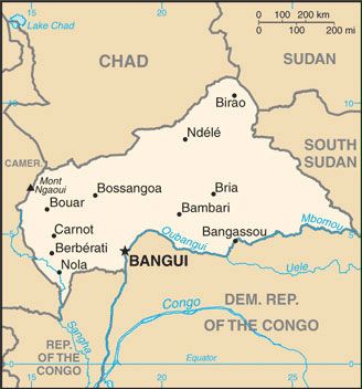 Date: 02/15/2012 Description: Map of the Central African Republic © CIA World Factbook