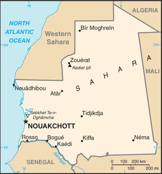 Date: 02/08/2012 Description: Map of Mauritania © CIA World Factbook