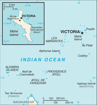 Date: 11/10/2011 Description: Map of the Seychelles Islands © CIA World Fact Book