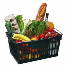 Photograph of groceries in shopping basket