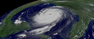 View from space of a hurricane in the Gulf of Mexico