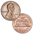 Lincoln Cent - Memorial Reverse. Obverse bears the likeness of President Lincoln. Reverse depicts the Lincoln Memorial in celebration of the 150th anniversary of Lincoln's birth.