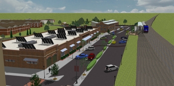 An architect’s rendering of Conover Station in Hickory, North Carolina. The new home of the Manufacturing Solutions Center is being built with help from the Economic Development Administration. (photo courtesy Conover Station)