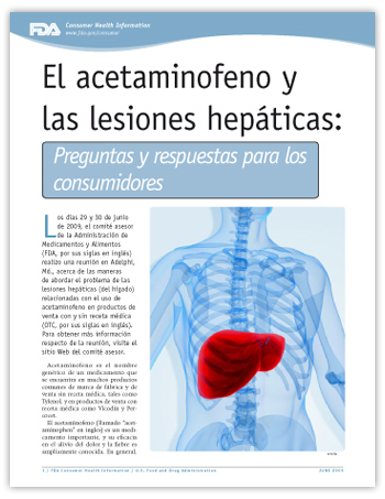 El acetaminofeno y las lesiones hepáticas: Preguntas y respuestas para los consumidores -- (JPG)