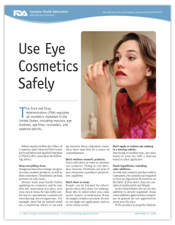 Cover page of PDF version of this article, including a woman carefully applying eye cosmetics in front of a bathroom mirror