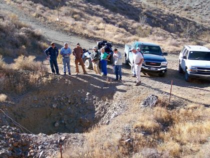 A BLM interdisciplinary team evaluating closure remedies for a dangerous mine in the Cargo Muchacho Mountains.