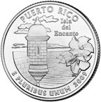 Coin image shows a fortress guard tower overlooking the sea and two hibiscus flowers.