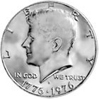 Image shows the front of the Bicentennial half dollar.