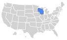 Map of the US with Wisconsin highlighted