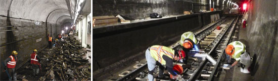 Before and after pictures of Chicago's Dearborn Subway Track replacement