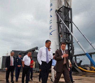 President Obama tours the Space X launch pad.