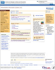 Immunization Information Systems homepage screenshot