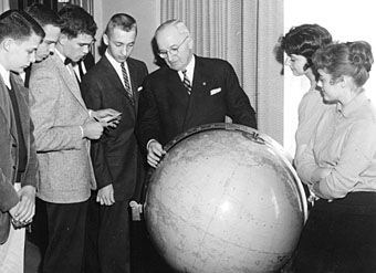 Truman with students