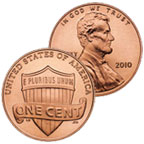 Image shows the front and back of a 2010 penny.