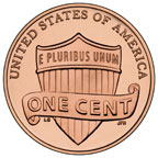 Image shows the one-cent (penny) reverse.