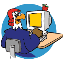 Peter the Mint Eagle using the computer