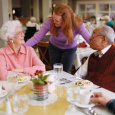 Photograph of lunch at an assisted living facility