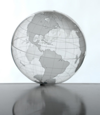 Photo: transparent globe representing the scope of the global estimates used in the CDC study of 2009 H1N1 pandemic mortality.