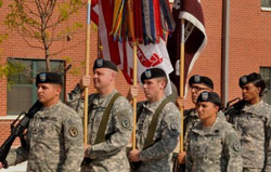 Soldiers carrying flags