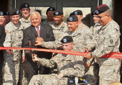Soldiers cutting the ribbon