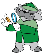Image shows Inspector Collector, the cartoon badger, examining a coin through his magnifying glass.