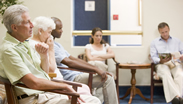 Patients in doctor's waiting room