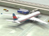 Computer generated image of a commerial airliner at the airport's jetway.
