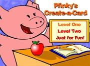 This icon shows Plinky on the screen of her Create-a-Card game