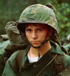 Da Nang, Vietnam.... A young Marine private waits on the beach during the Marine landing