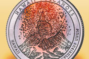 Photo shows part of the Hawai'i Volcanoes National Park quarter.