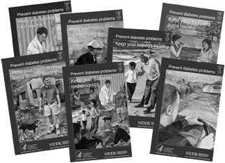 Pictures of the seven booklet covers in the Prevent Diabetes Problems Series.