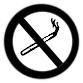 Drawing of a lit cigarette in a circle covered by a slash sign to show that smoking is not allowed.
