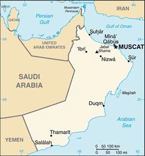Date: 01/10/2012 Description: Map of Oman. © CIA World Factbook