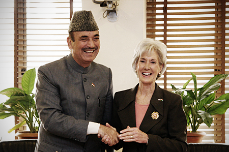 HHS Secretary Sebelius meets with Ghulam Nabi Azad, India Minister of Health and Family Welfare. Credit: Photo by Rakesh Malhotra.