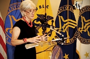 HHS Secretary Sebelius speaks at the HHS Innovates Award Ceremony. Credit: Photo by Chris Smith – HHS Photographer.