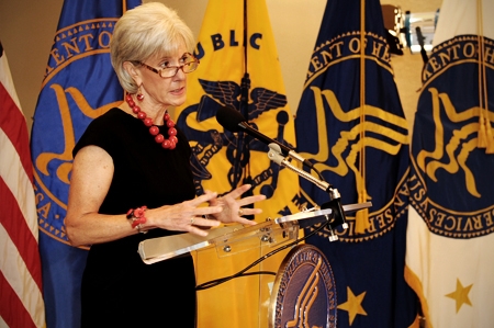 HHS Secretary Sebelius speaks at the HHS Innovates Award Ceremony. Credit: Photo by Chris Smith – HHS Photographer.