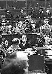 Tojo on trial during the Japanese war crimes trial