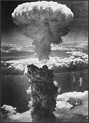 Atomic bomb exploding over Nagasaki