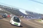 Hybrid vehicles circle the track at Indianapolis Motor Speedway as part of the inaugural Clean Cities Stakeholder Summit