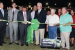 Boaz, Alabama Mayor Tim Walker, along with state representatives and community leaders, cut the ribbon for the state's solar LED light pilot project. | Photo courtesy of Lionel Green, Sand Mountain Reporter.