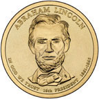 Image shows the front of the Lincoln Presidential $1 Coin.