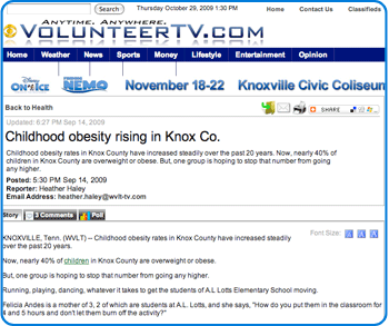 Screenshot of the online article about Knoxville We Can! programming