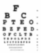Drawing of an eye chart with rows of letters in decreasing sizes used for an eye exam. The image is blurred.