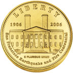 Image shows the front--and on mouseover, the back--of the five-dollar coin.