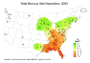 Total Mercury Wet Deposition, 2003