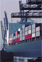 Cargo ship with containers