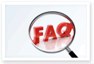 This image shows a magnifying glass focusing on the letters "FAQ" in red.