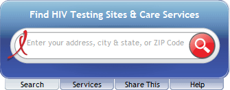 Screenshot of the AIDS.gov Locator Widget Horizontal Layout