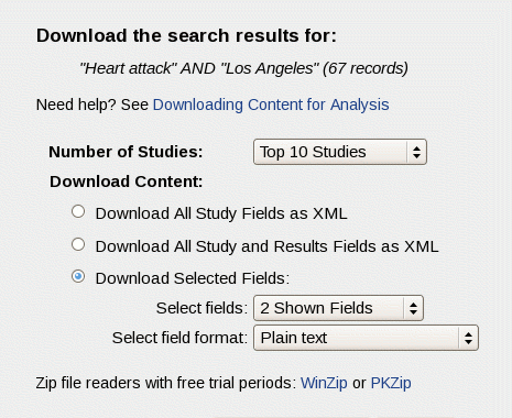 Download search results form